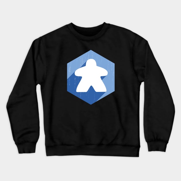 Hexagon Meeple Blue Crewneck Sweatshirt by east coast meeple